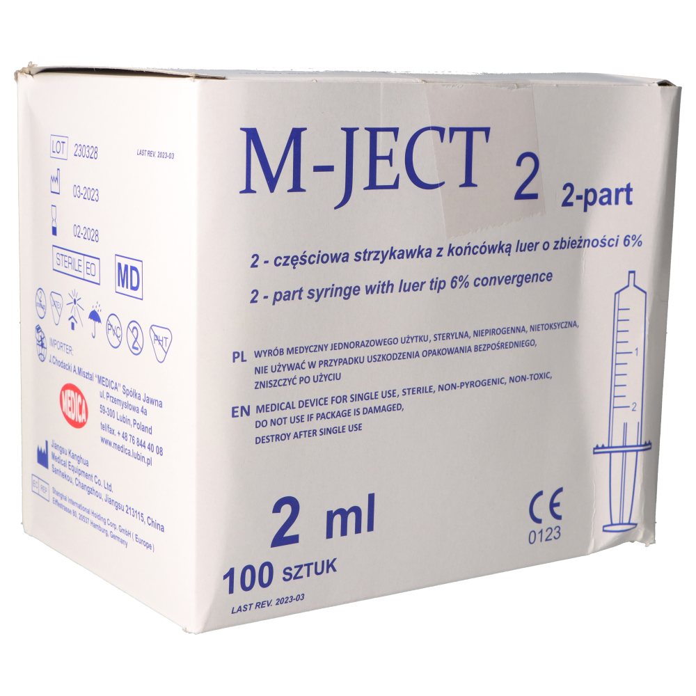 Strzykawka 2-częściowa 2ml M-JECT Luer (100szt./opak.)
